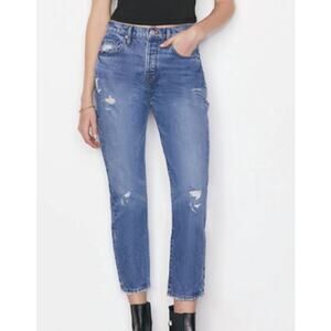 Frame Le Original Button Fly High Rise Distressed Jeans in Patina Size 26 NWOT